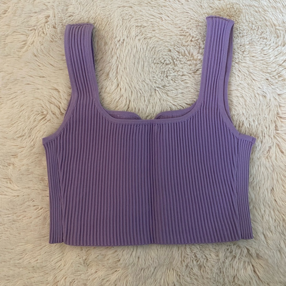 Dynamite Lilac Contour Ribbed Cropped Tank Top - XS - Picture 4 of 5